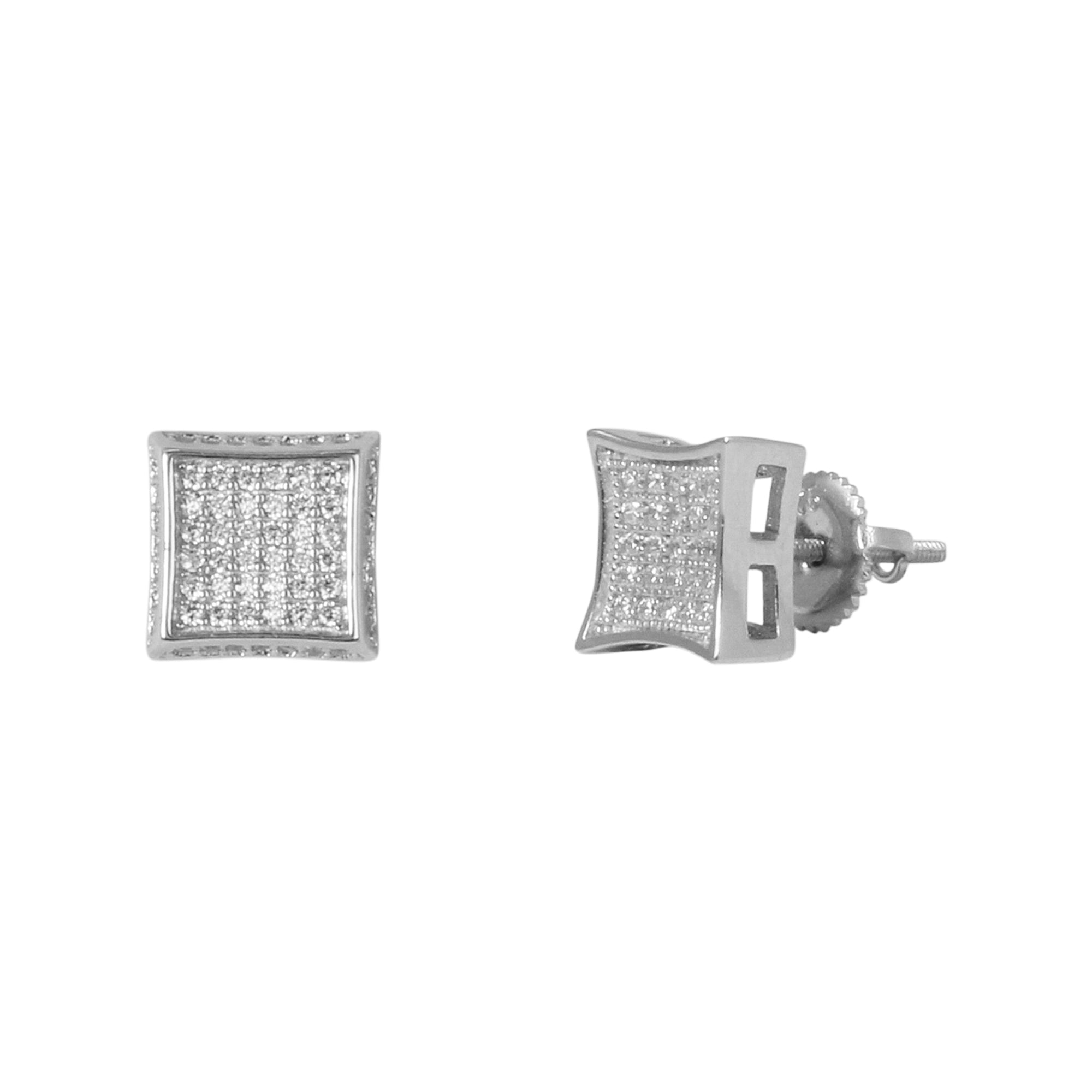 10mm Square Pave Set Cubic Zirconia Earrings - SSE-916