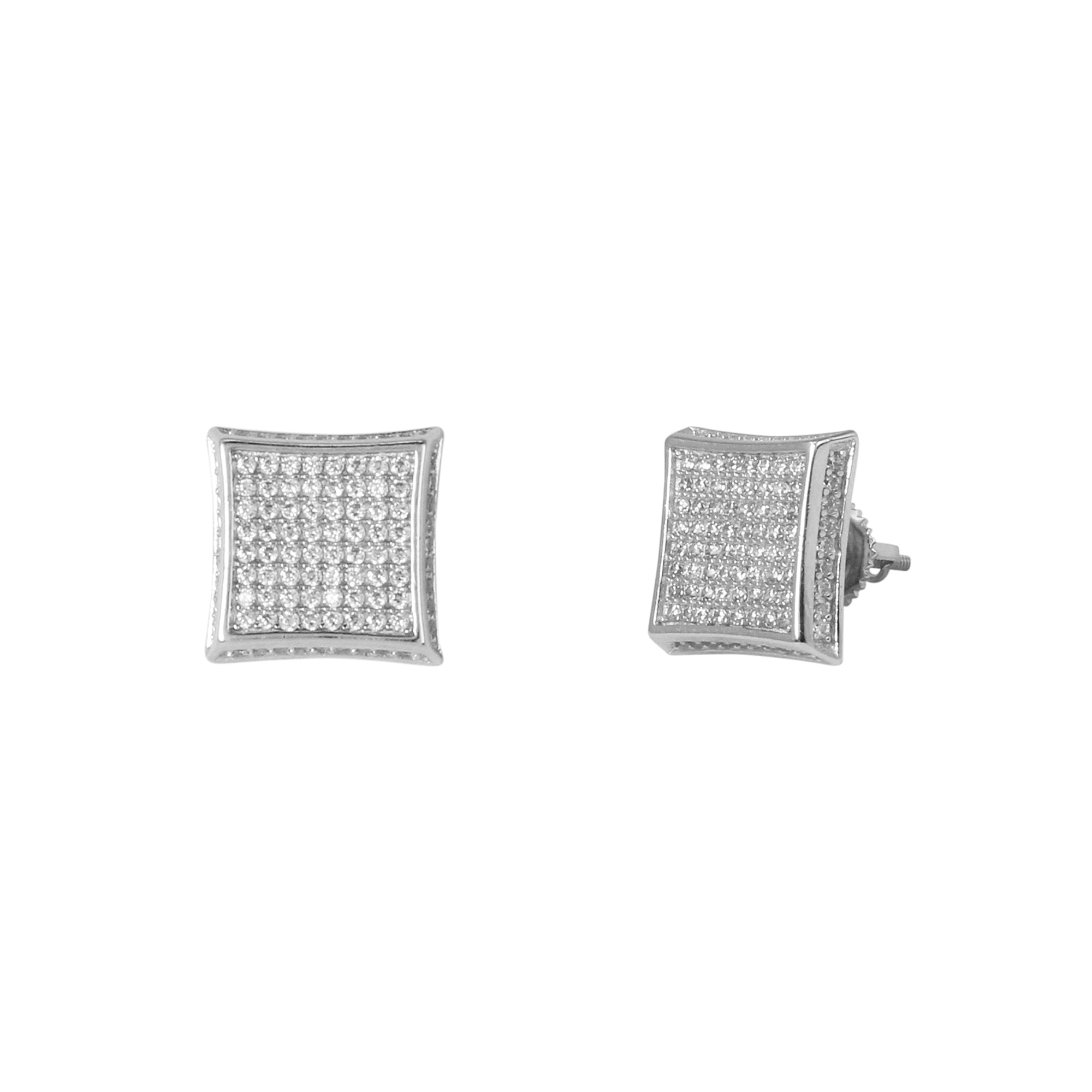 7mm Square Pave Set Cubic Zirconia Earrings - SSE-924
