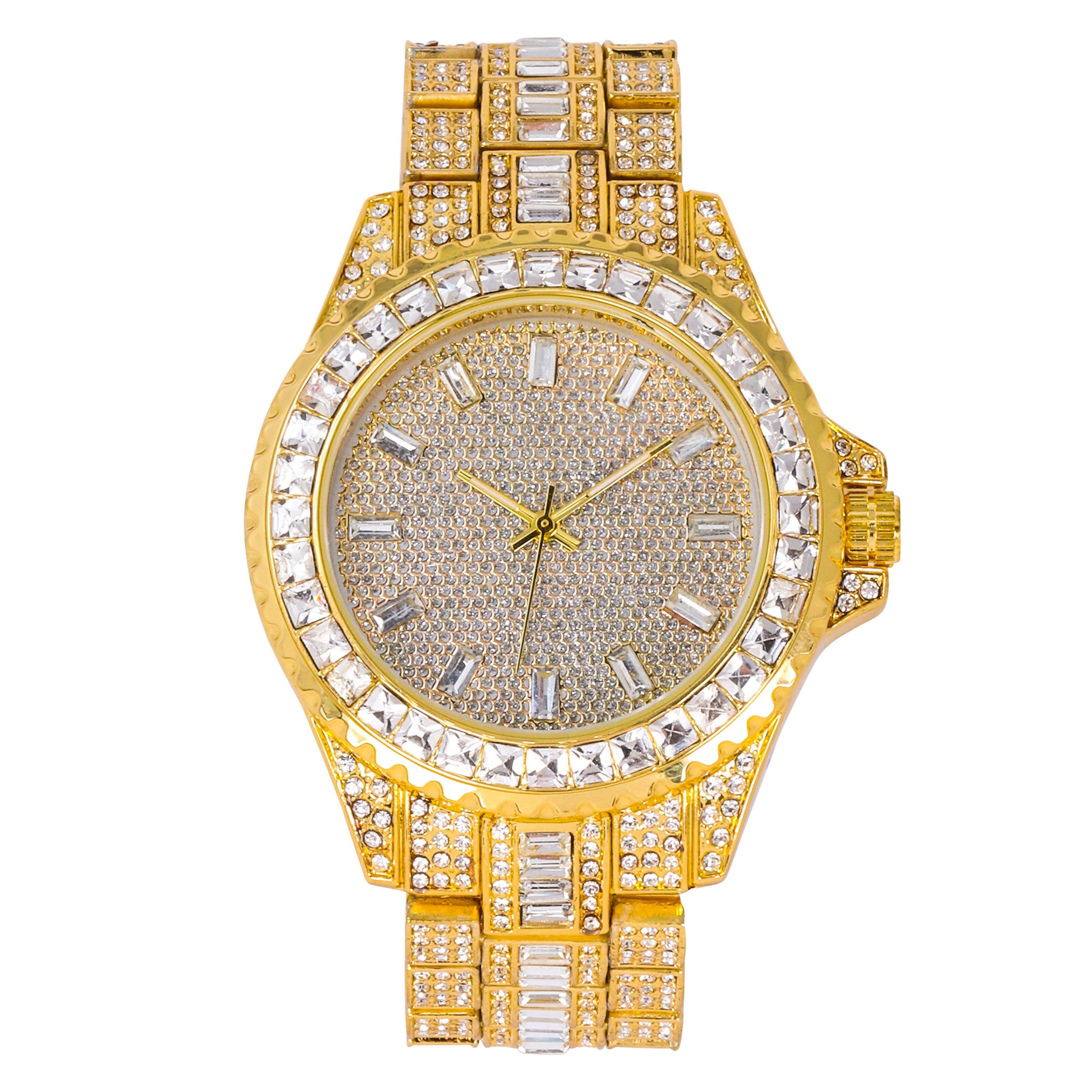 Urban Iced-Out Full Stone 47mm Metal Band Watch - 9118U-MB