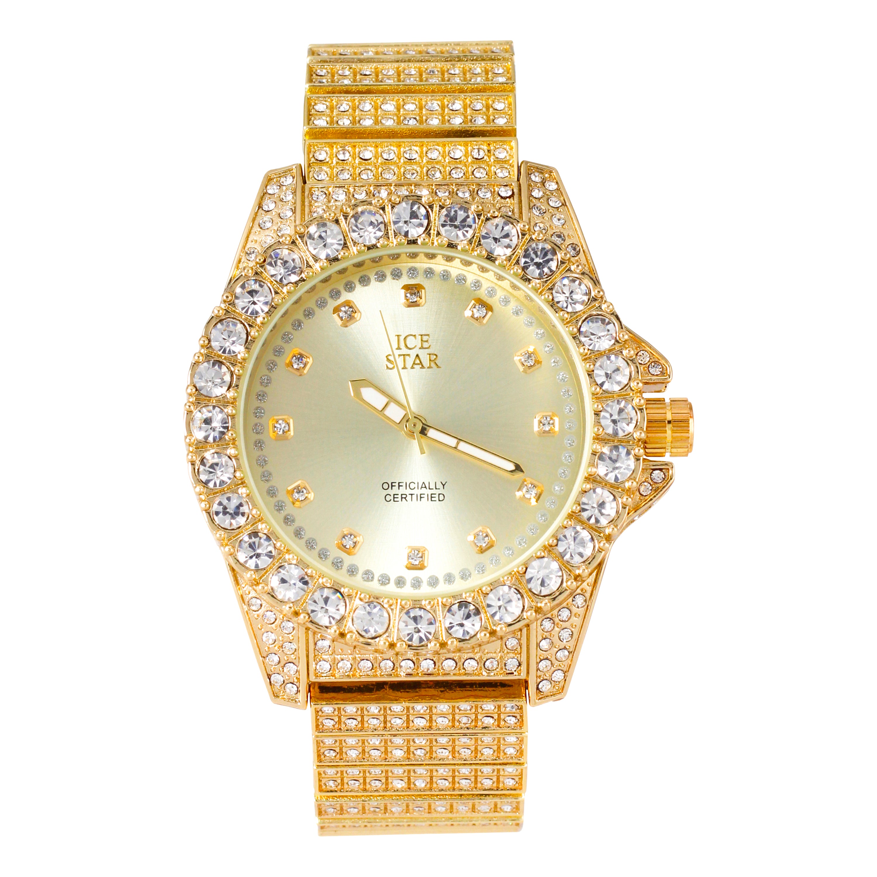 Urban Iced-Out Full Stone 46mm Metal Band Watch - 9674D-MB