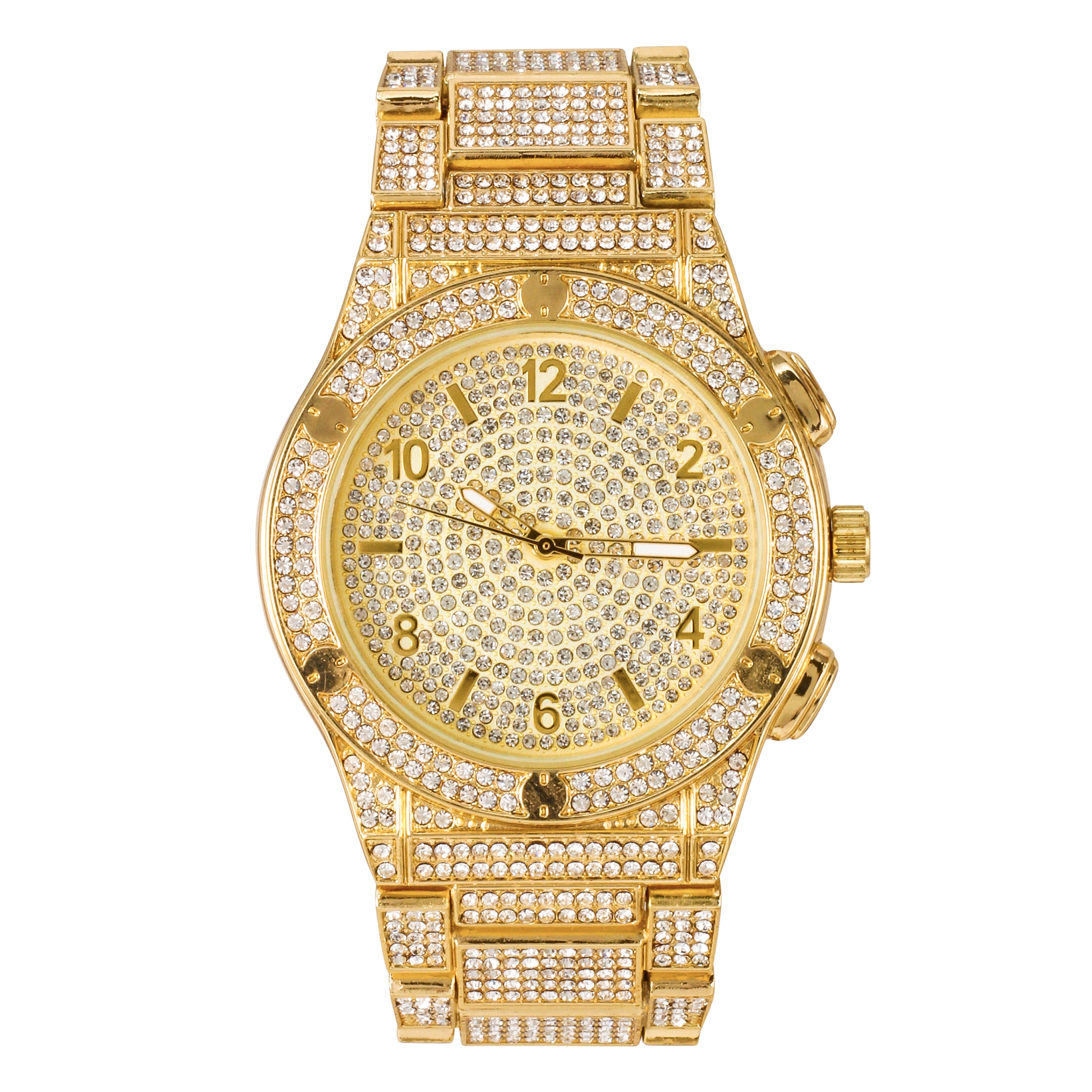 Urban Iced-Out Full Stone 34mm Metal Band Watch - 9687A-MB