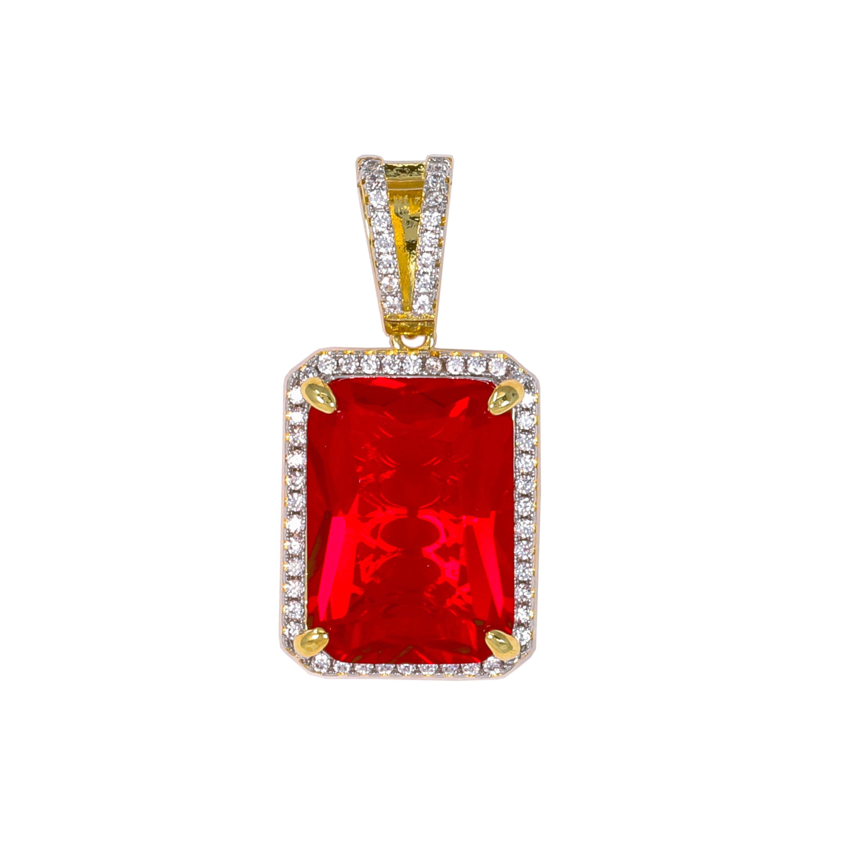 Mini Ruby Red Iced Mini Cubic Zirconia Pendant - BCH-1101*