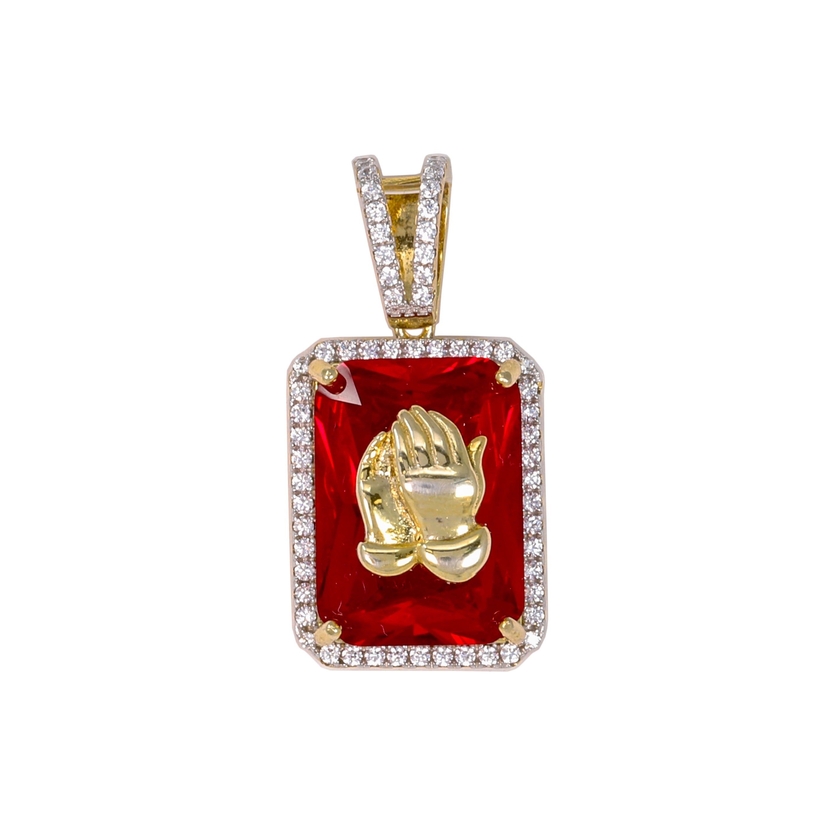 Mini Praying Hands Color Stone Red - BCH-1105*