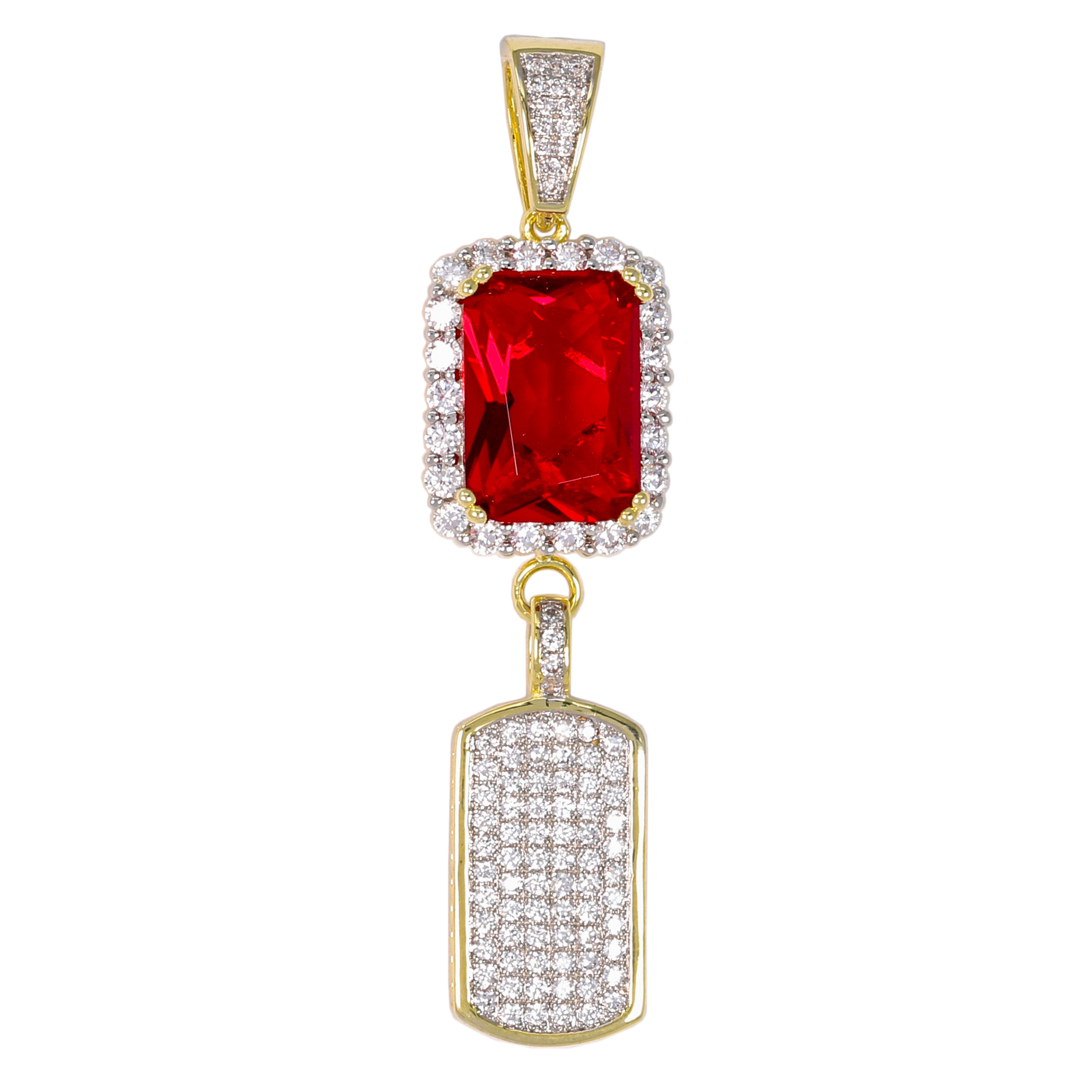 Mini Color Stone Red Rosary Cubic Zirconia Pendant - BCH-1106*