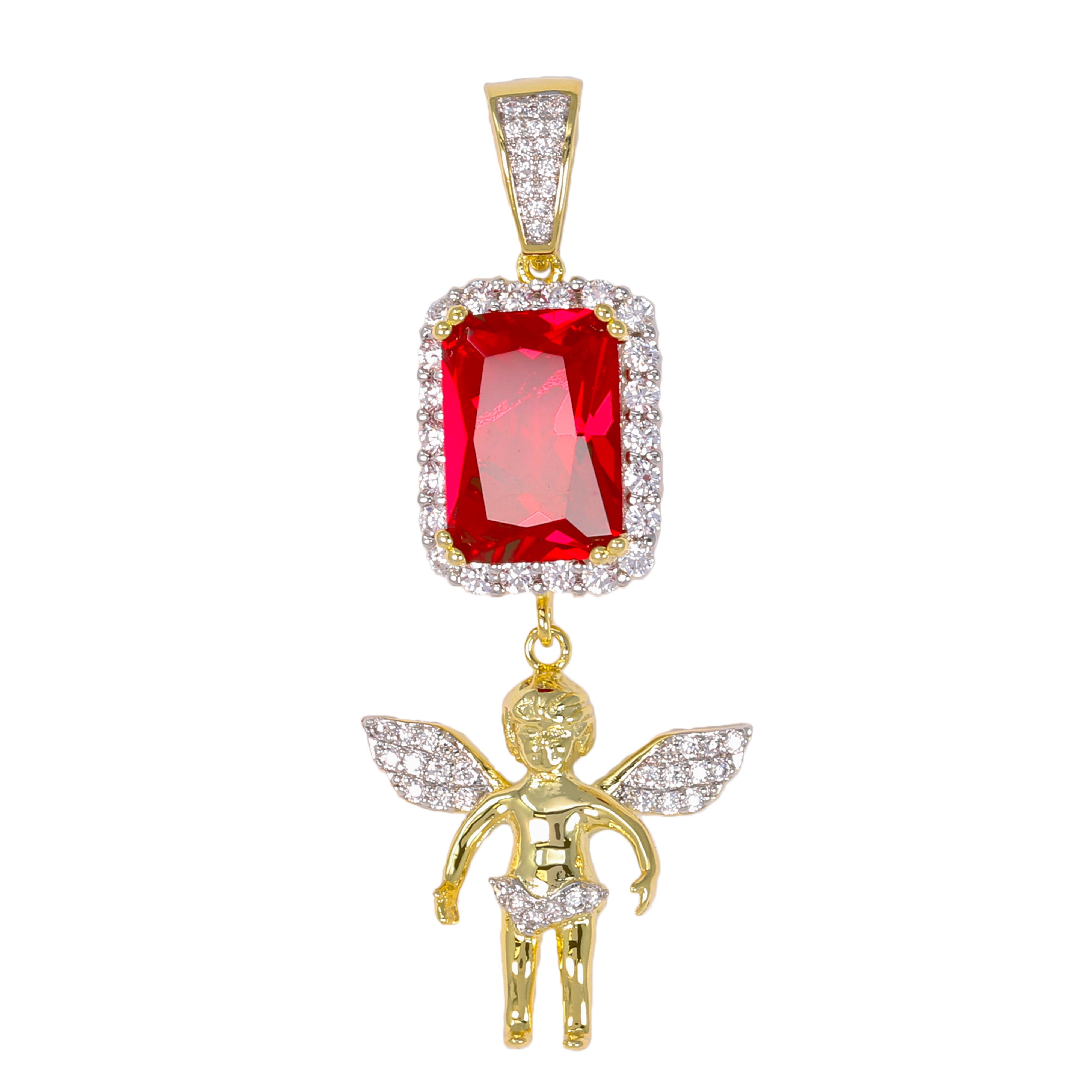 Mini Color Stone Red Rosary Cubic Zirconia Pendant - BCH-1107*