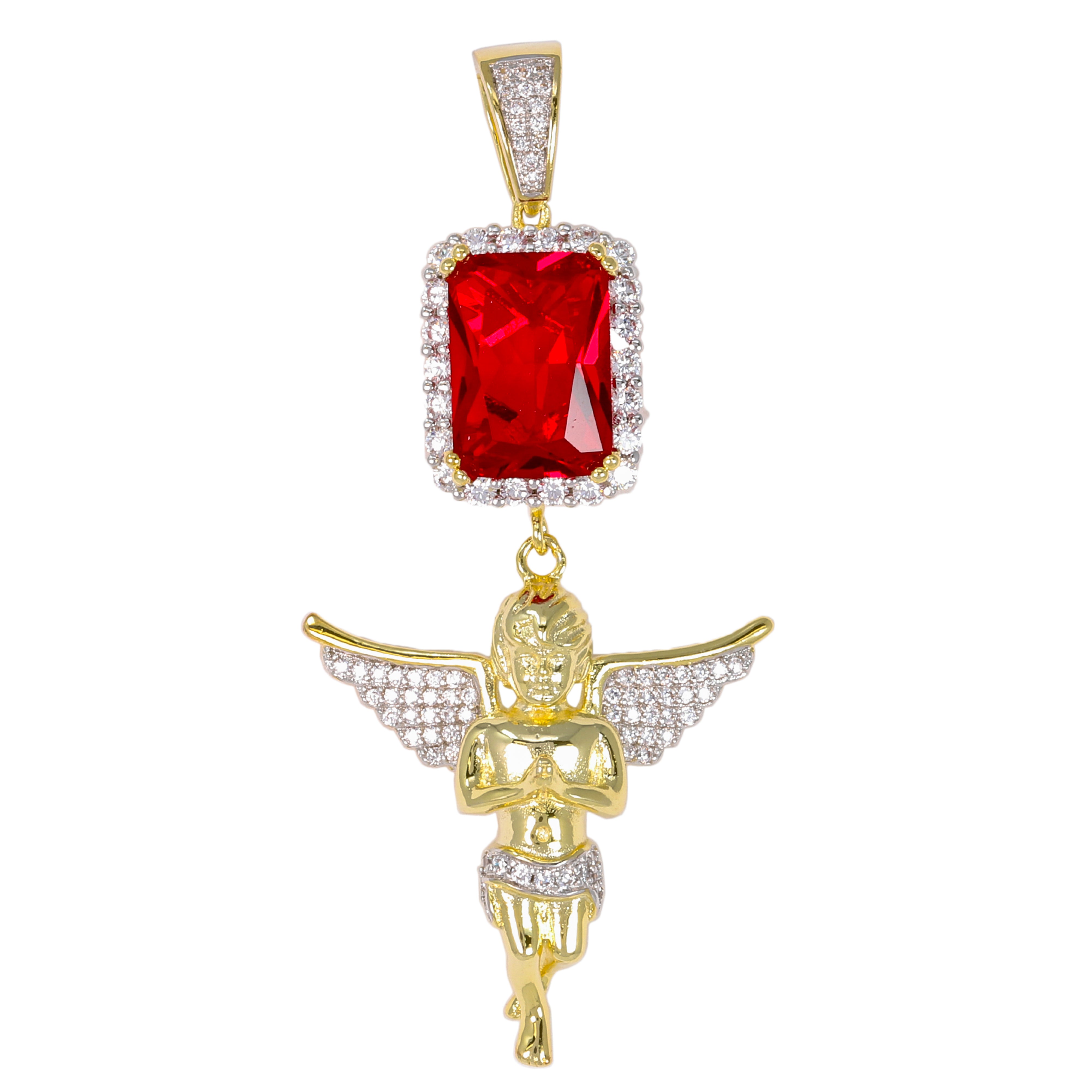 Mini Color Stone Red Rosary Cubic Zirconia Pendant - BCH-1108*