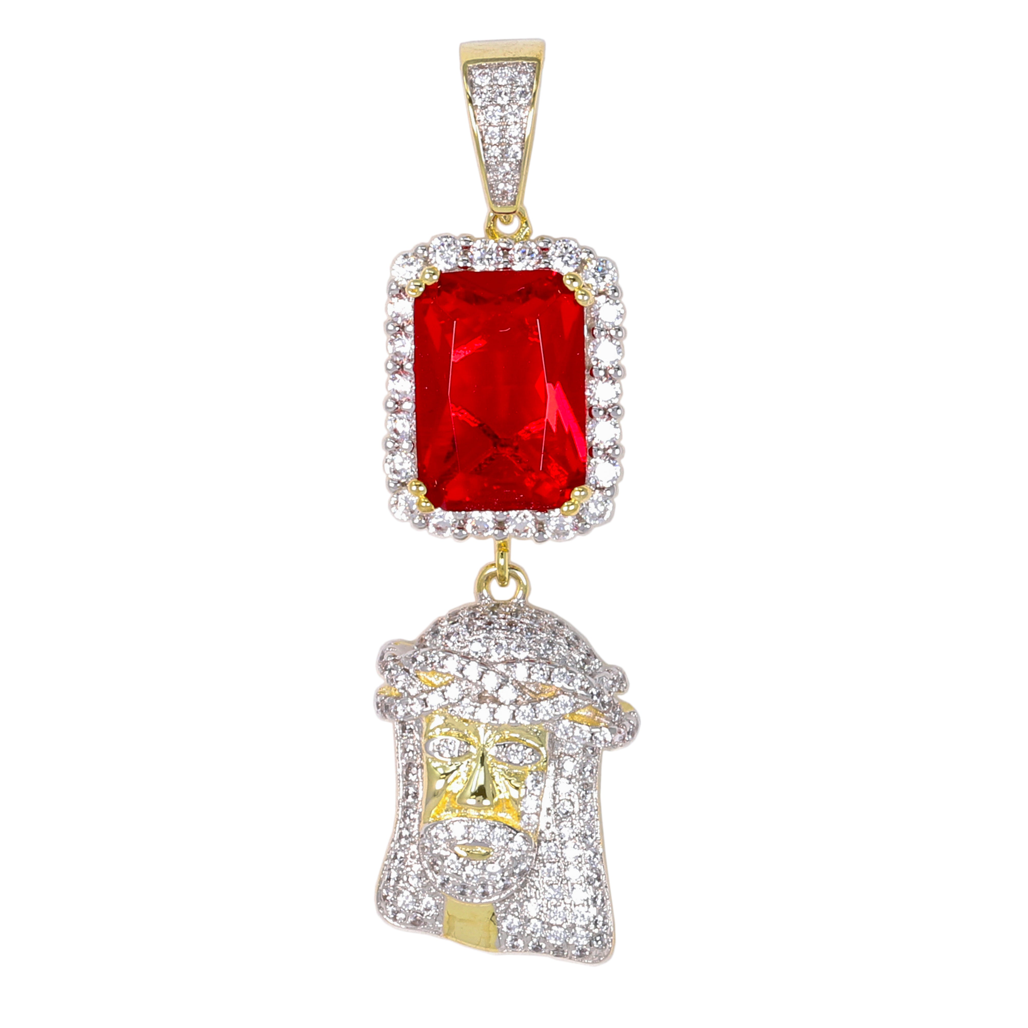 Mini Color Stone Red Rosary Cubic Zirconia Pendant - BCH-1109*