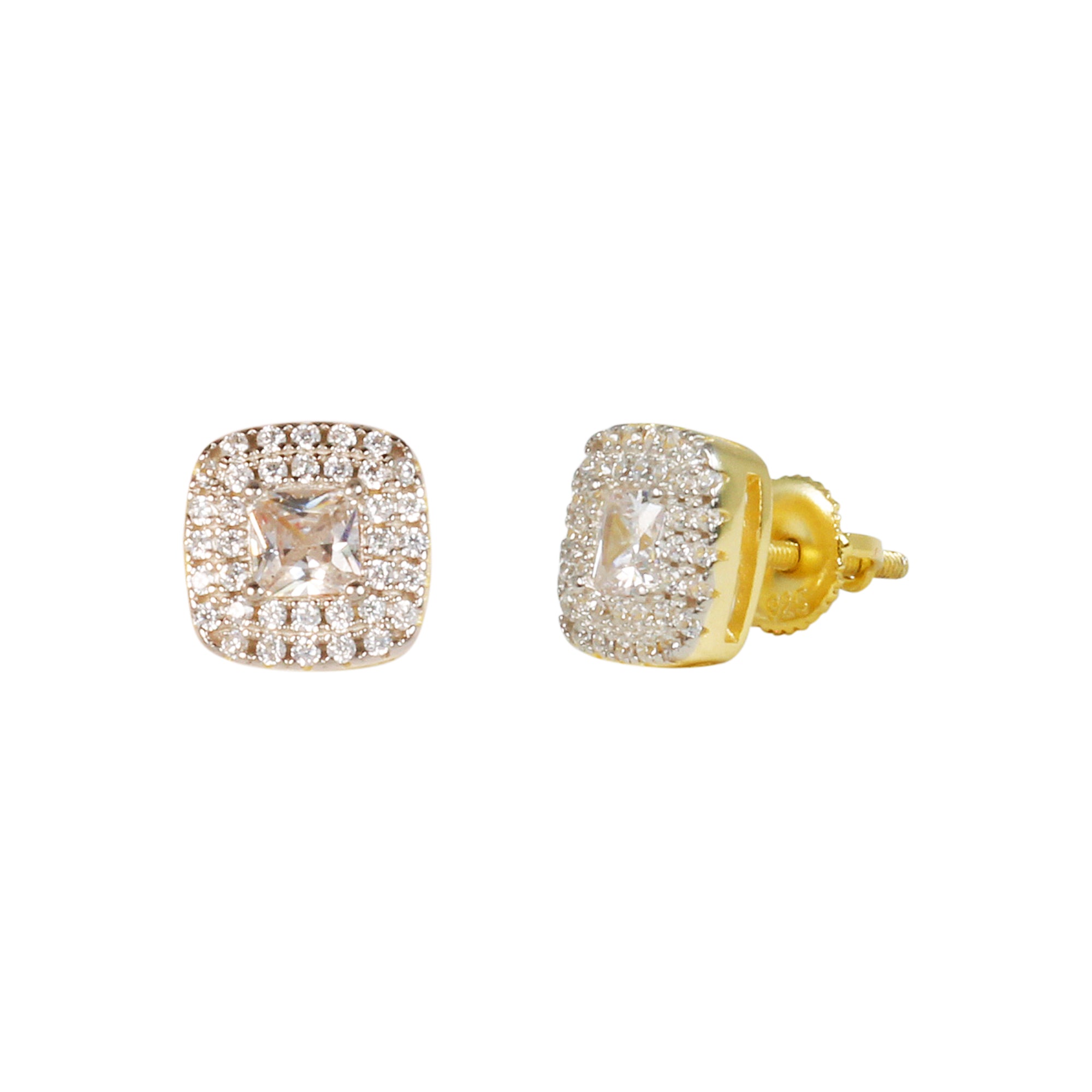 9mm Square Solitaire Cubic Zirconia Earrings - SSE-2008