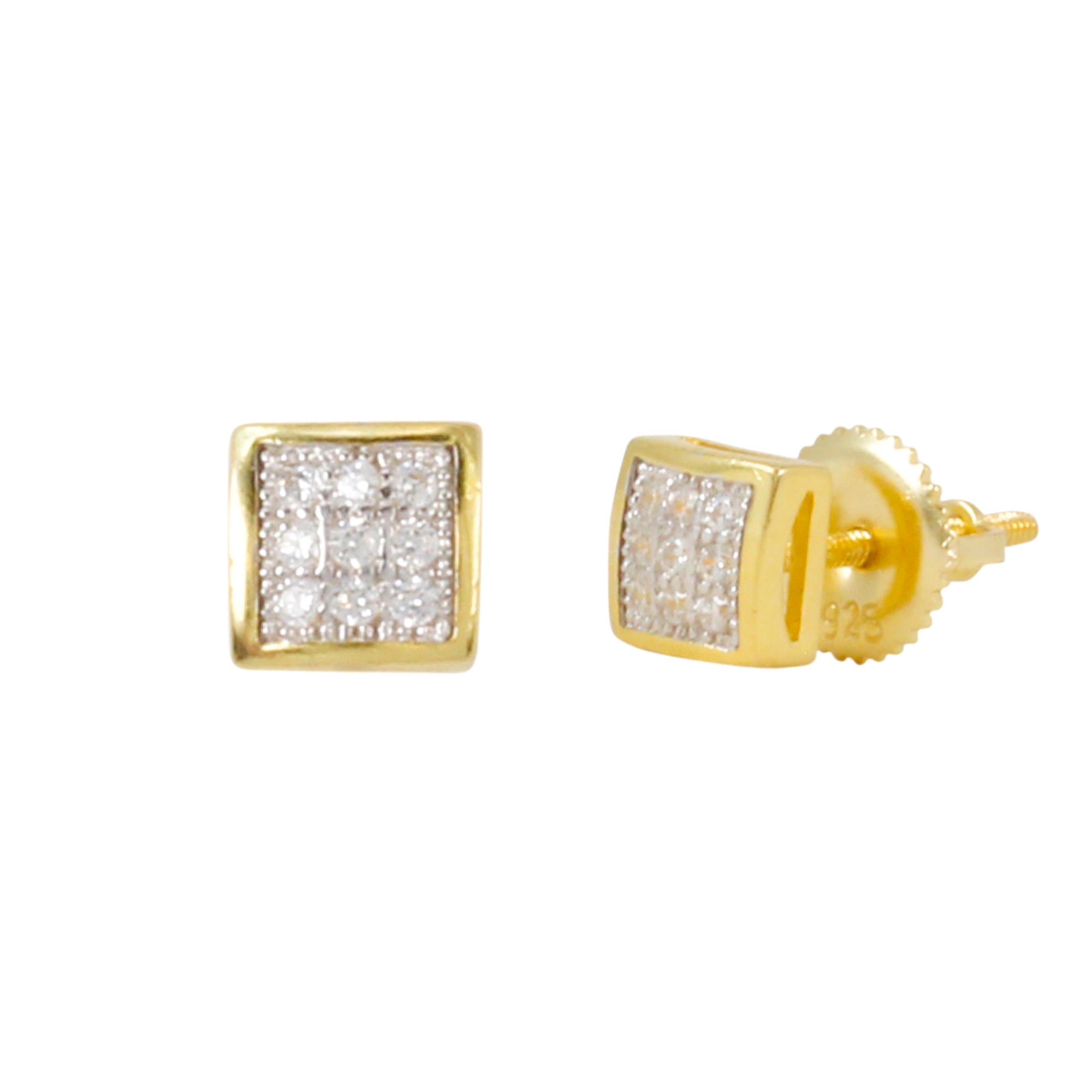 5mm Square Pave Set Cubic Zirconia Earrings - SSE-904