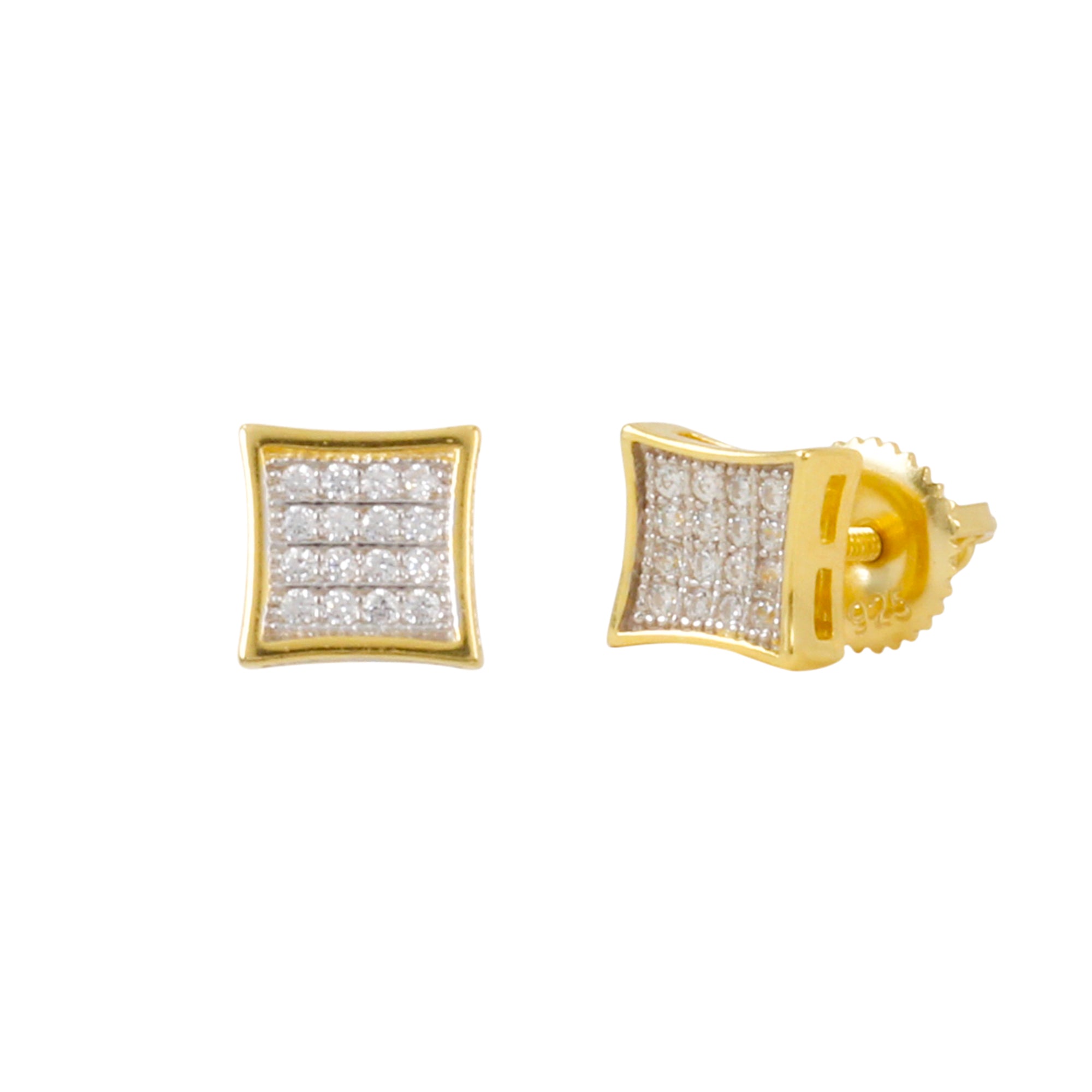 6mm Square Pave Set Cubic Zirconia Earrings - SSE-905