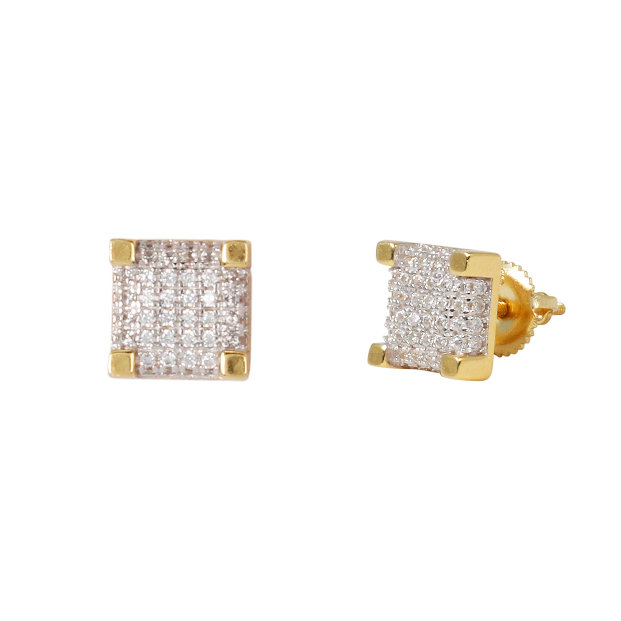 8mm Square Pave Set Cubic Zirconia Earrings - SSE-912
