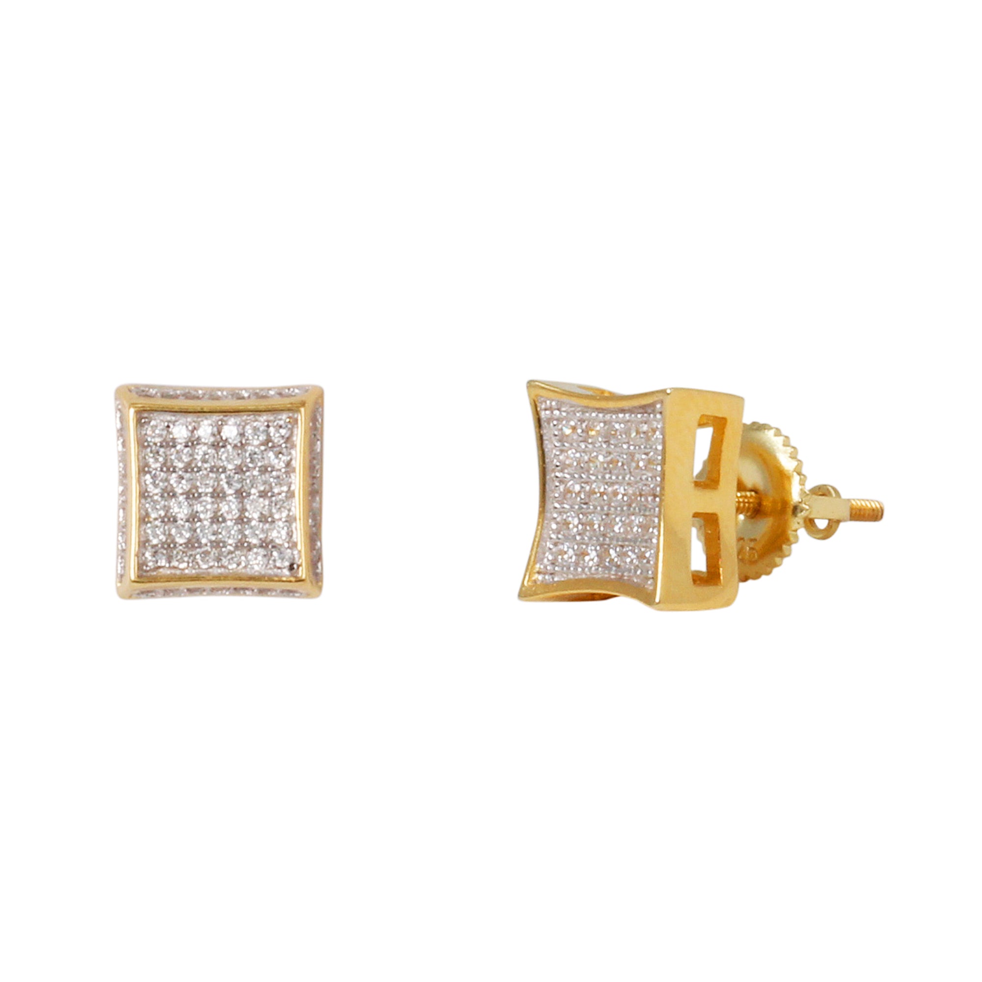 10mm Square Pave Set Cubic Zirconia Earrings - SSE-916