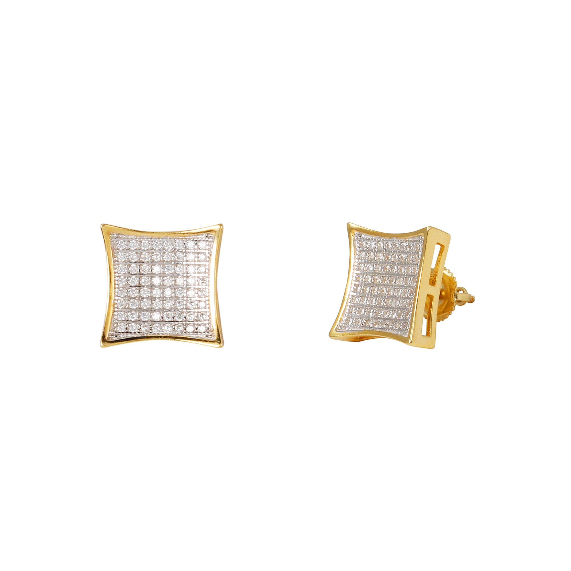 7mm Square Pave Set Cubic Zirconia Earrings - SSE-919
