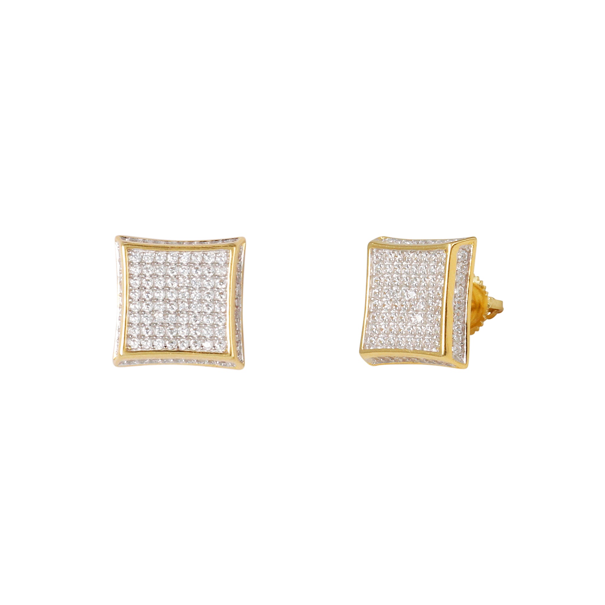 7mm Square Pave Set Cubic Zirconia Earrings - SSE-924