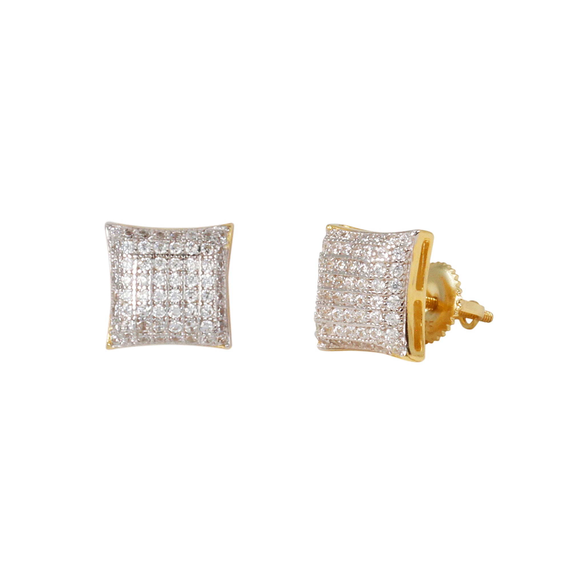 9mm Square Pave Set Cubic Zirconia Earrings - SSE-934